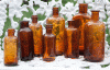 Amber vintage bottles