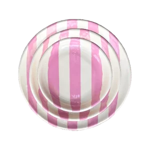 The Cocomero: Pink + White Striped 3-Piece Plate Set
