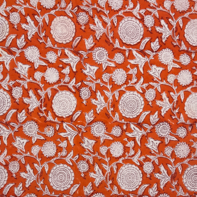 The Cora: Coral Orange + White Floral Table Linen