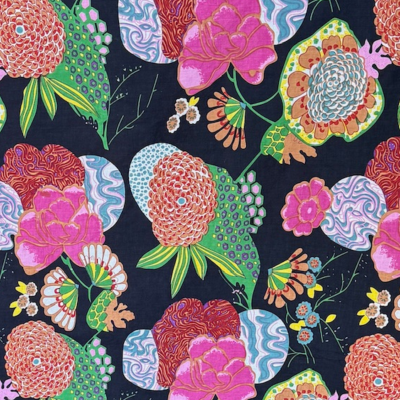 The Wednesday: Black + Pink Floral Table Linen