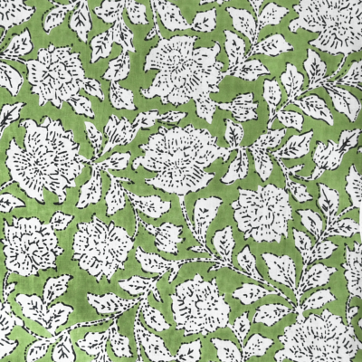 The Annabelle: Basil Green + White Floral Table Linen