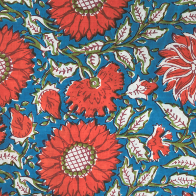 The Thea: Tart Red + Blue Floral Table Linen